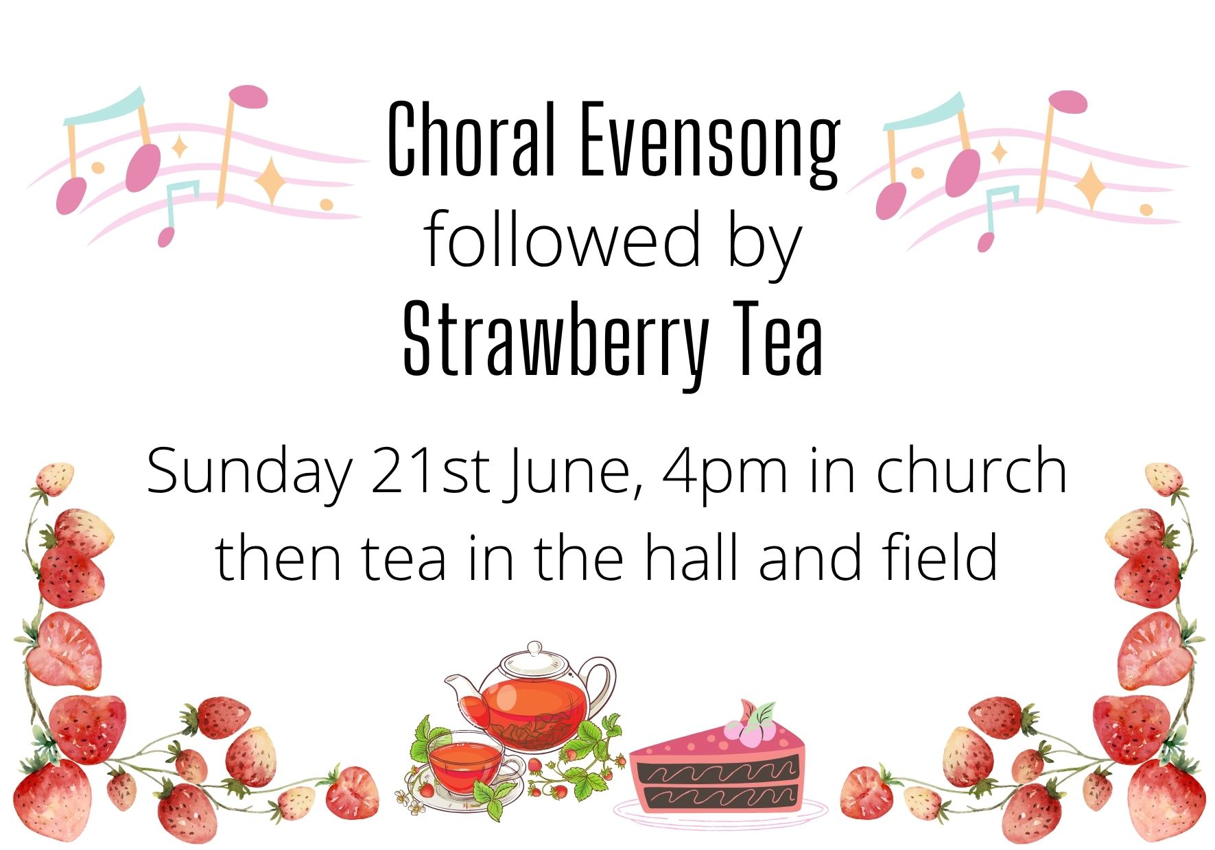 choral evensong image. start time 4pm. Tea afterwards