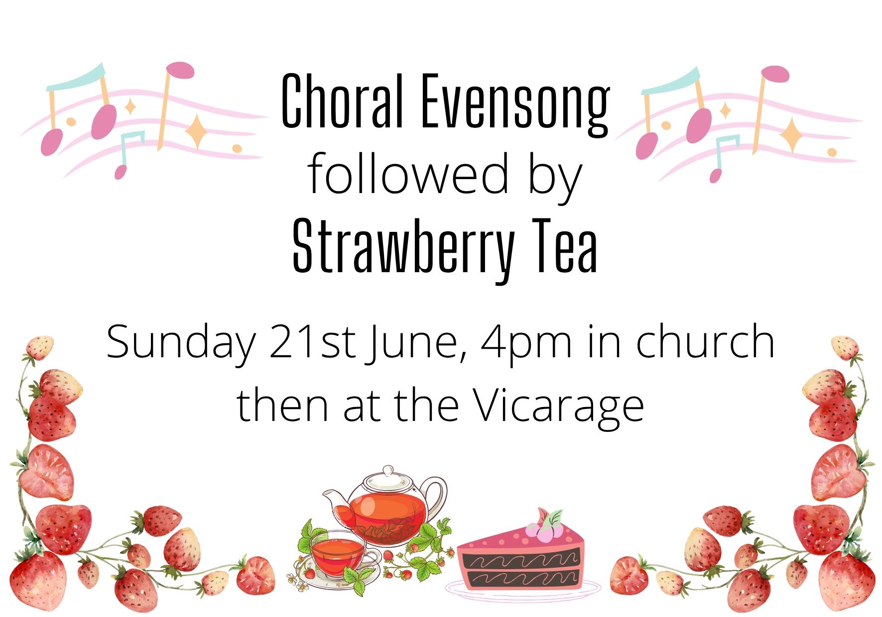 choral evensong image. start time 4pm. Tea afterwards